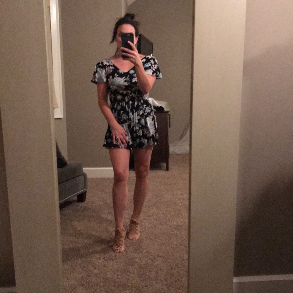 Navy Floral Romper